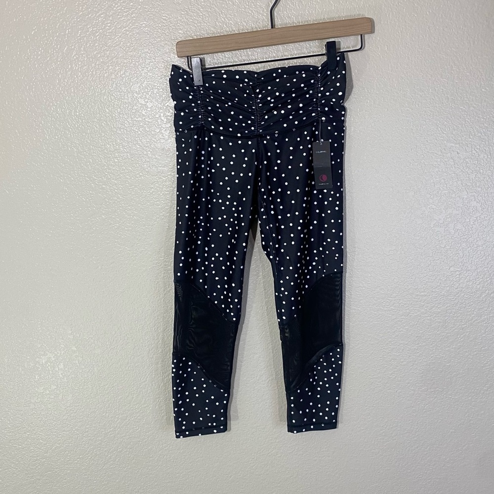 Chill By Will NWT Life 2.0 Women’s Black Polka Dot Leggings Sz 2 (M) Mesh